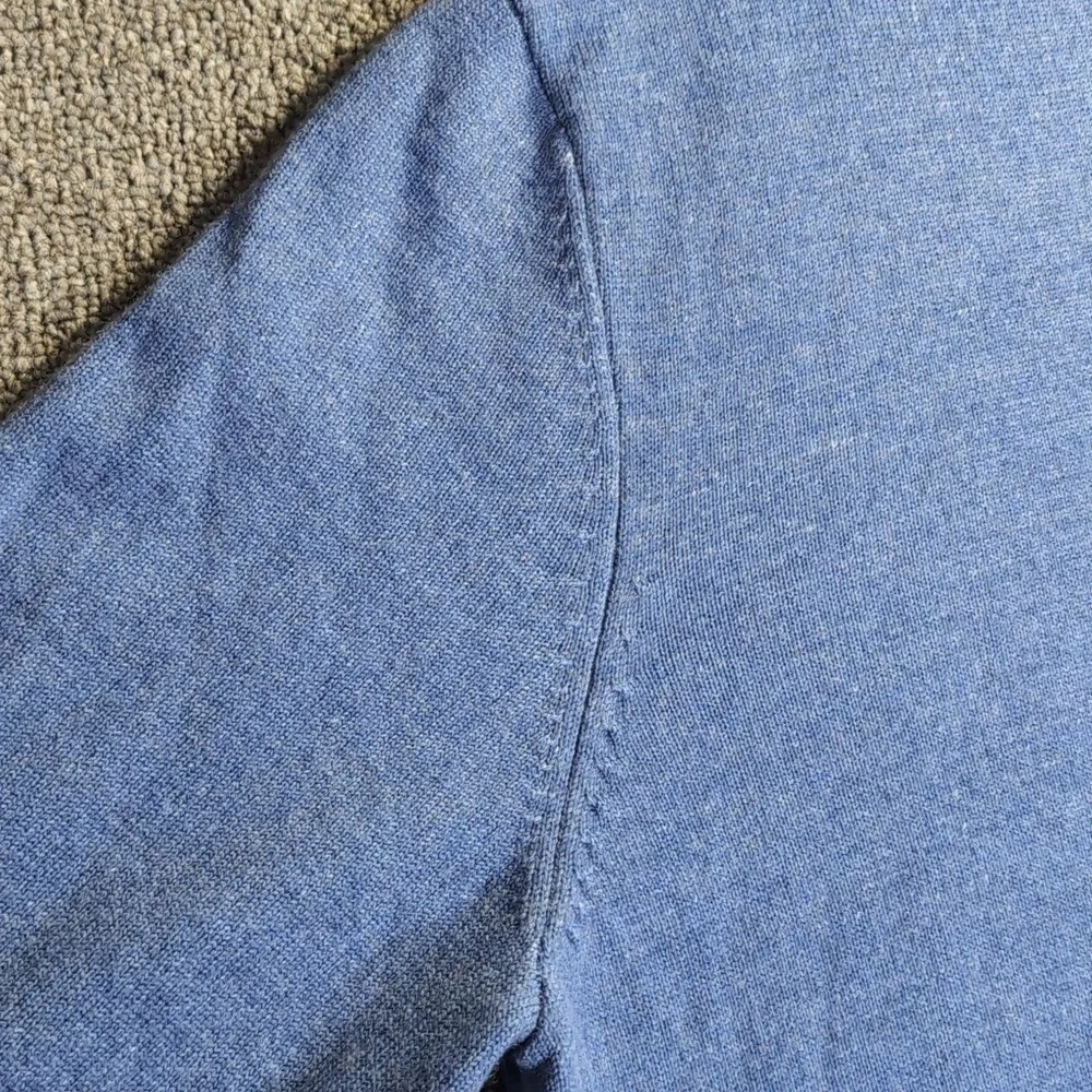 johnnie-O Essex 100% Marino Wool Pullover Henley Sweater Large in Laguna Blue